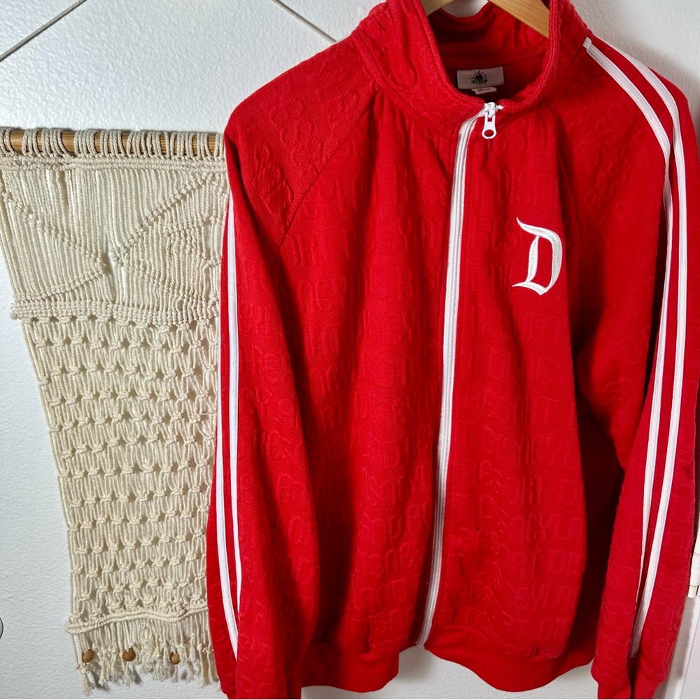 Disneyland Disney Red Track Jacket 70’s Groovy Theme Park Collection XL